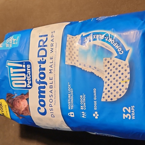 OUT PETCARE 23 disposable dog diapers M/L wraps 18-15" waist / 25-75 lbs - Picture 1 of 3